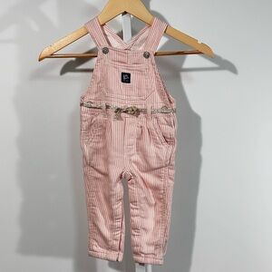 Baby B’gosh Pink Striped Vestbak Overalls (Size 12M)